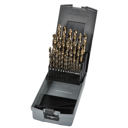 Precision Twist Drill HSS-E Bronze 135° NAS907 Jobber Drill Set Jobber ANSI Set R10CO (x 29) 090290